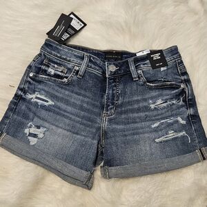 Silver Jeans Boyfriend Distressed Shorts Mid Rise Strecth
